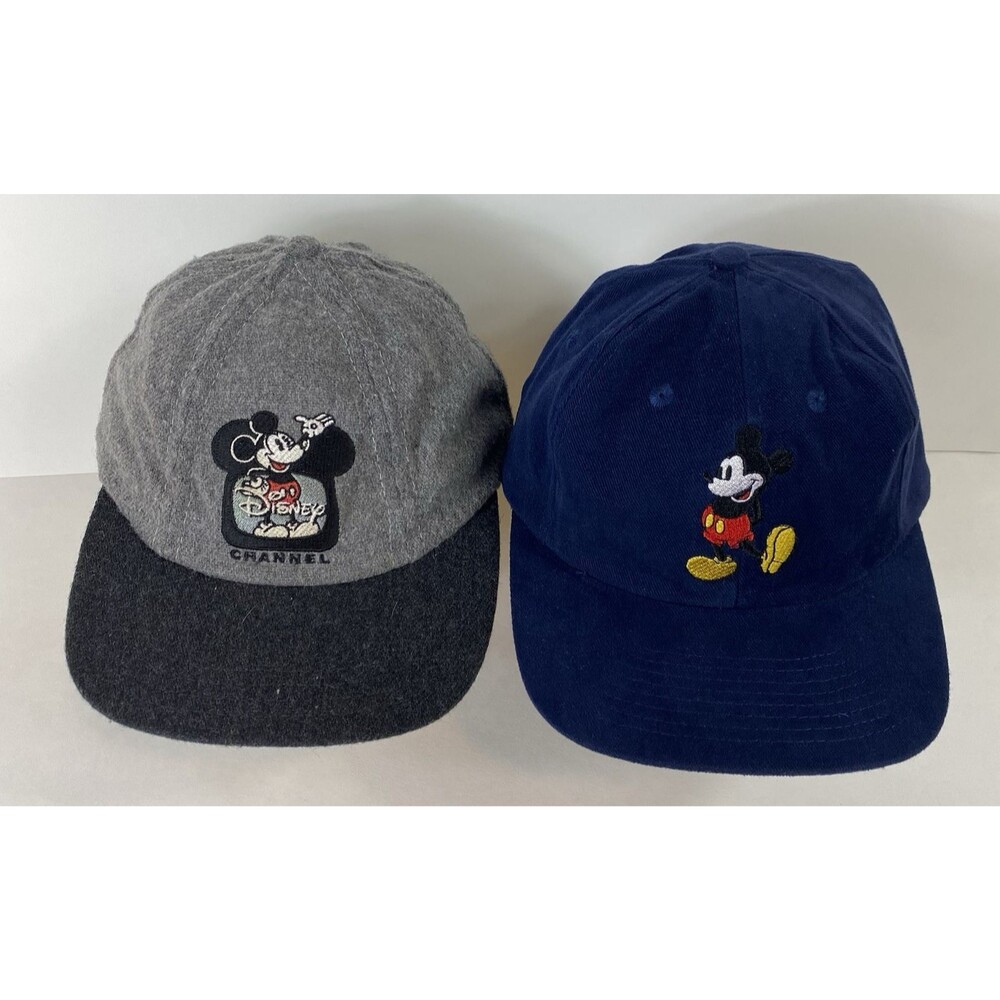 Lot of 2 Navy Blue and Grey Mickey Mouse Hat Cap